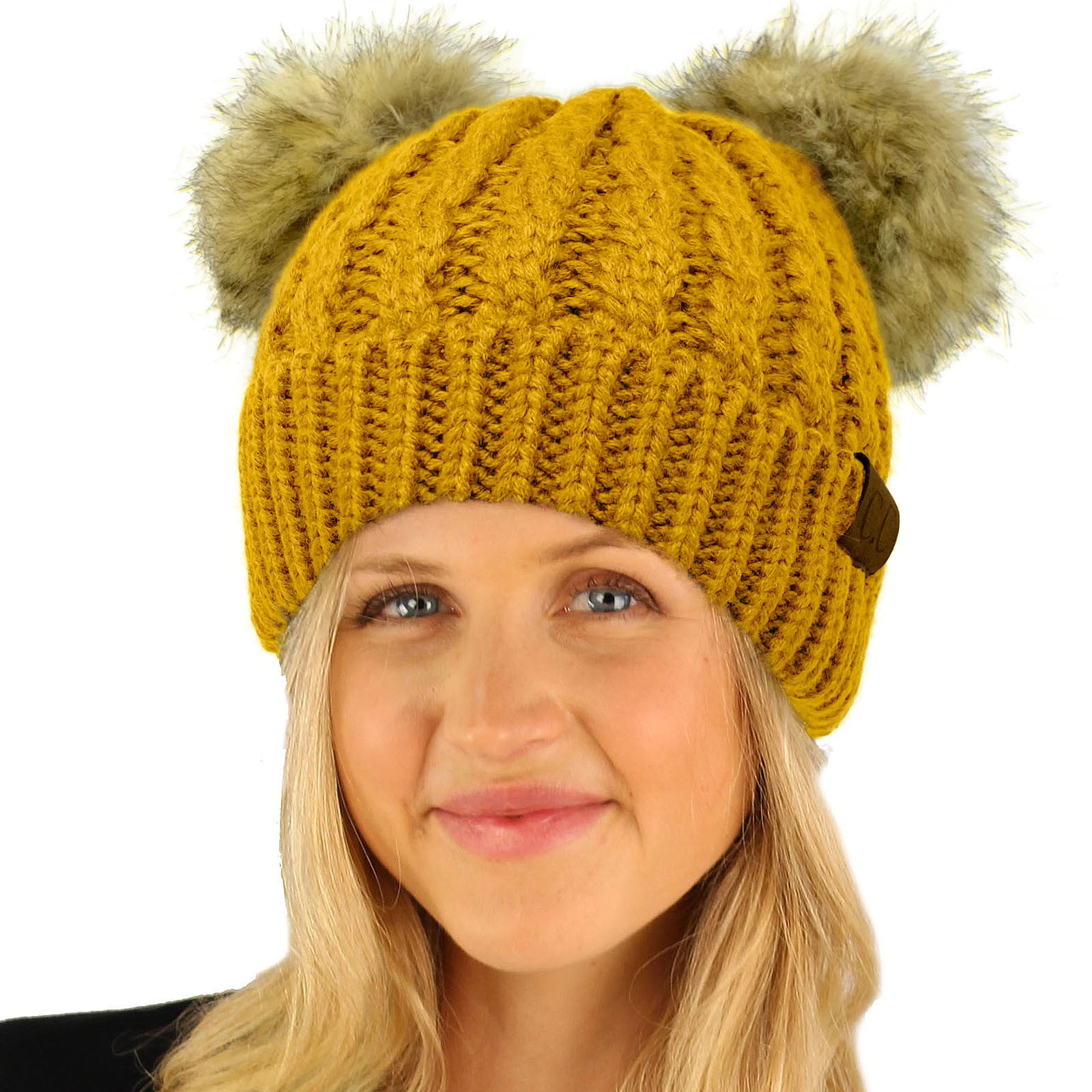 Yellow Bluelans Cute Baby Boys Girls Warm Soft Winter Knitting Cap Ear Protector Hat Ball Decor 