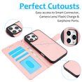 thumbnail image 3 of ShellTech Compatible with iPhone 16 Pro Wallet Case, [RFID Blocking] 3 Card Holder Stand with Credit Card Slot PU Leather Magnetic Protective Flip Cover ,Rosegold, 3 of 14