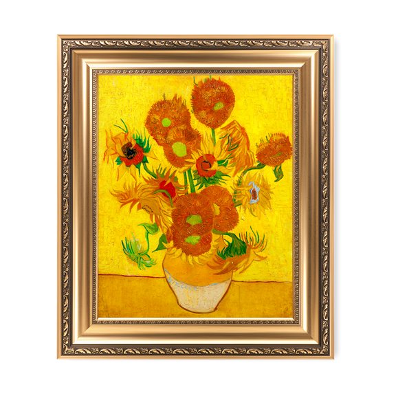 DECORARTS - Sunflowers, Vincent Van Gogh Art Reproduction. Giclee Prints Match with Golden Framed for Wall Decor. Picture Size: 20x16 in, Framed Size: 26x22 in