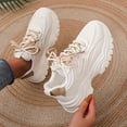 thumbnail image 2 of Zapatillas De Malla Para Mujer Con Paneles, Zapatos De Plataforma De Bajo Perfil Con Cordones De Color Sólido, Zapatos Casuales Que Aumentan La Altura, 2 of 4