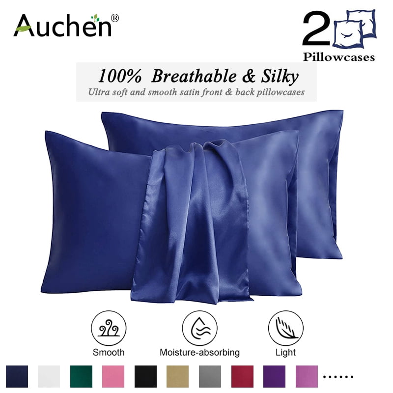 Details about   Satin Silk Pillowcase 2 Pack Pillow Case Queen Standard Size Cushion Cover New 