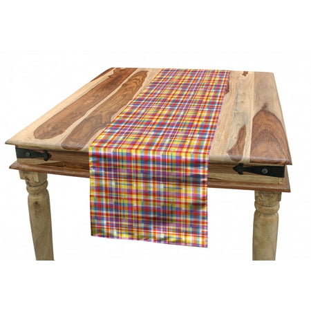 

Colorful Table Runner Funky Striped Patterns Gingham Style Abstract Vintage Art Checkered Plaid Design Dining Room Kitchen Rectangular Runner 3 Sizes by Ambesonne