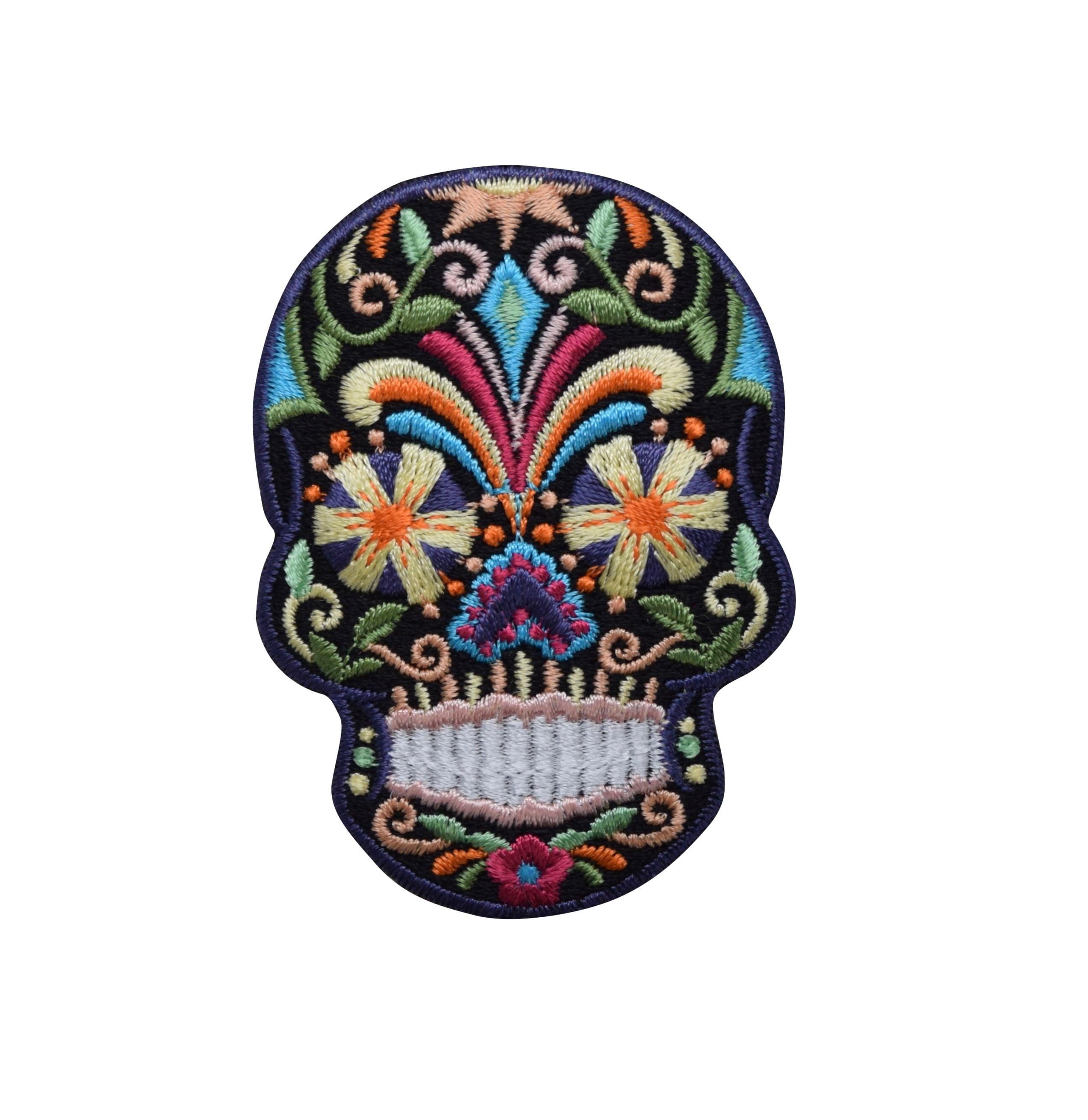 Embroidery Applique Patch Sew Iron Badge Iron On Flower Sugar Skull S