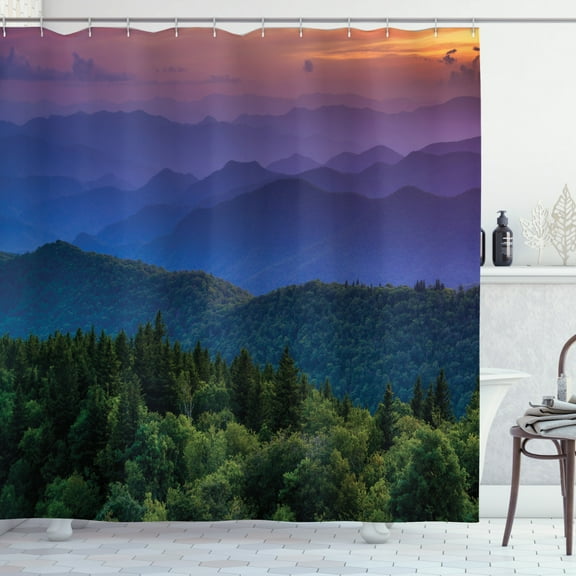 Ambesonne Appalachian Shower Curtain, Colorful Sunset Photo, 69"Wx84"L, Multicolor