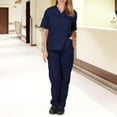 thumbnail image 3 of Xingzhi Unisex Nursing Work Scrub V Neck Protective Clothing Care Worker Navy blue S, 3 of 8