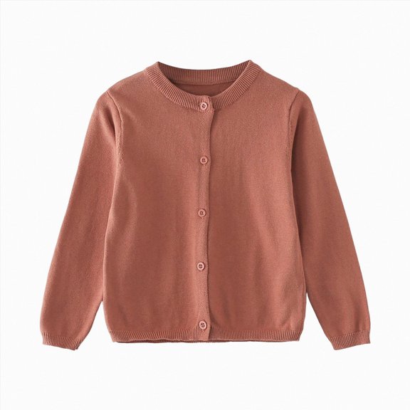 6-12 Months Toddler Girls Basic Solid Color Knit Cardigan Long Sleeve Button Down Sweater