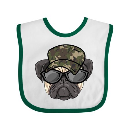 

Inktastic Pug Dog Funny Camo Military Hat Gift Baby Boy or Baby Girl Bib