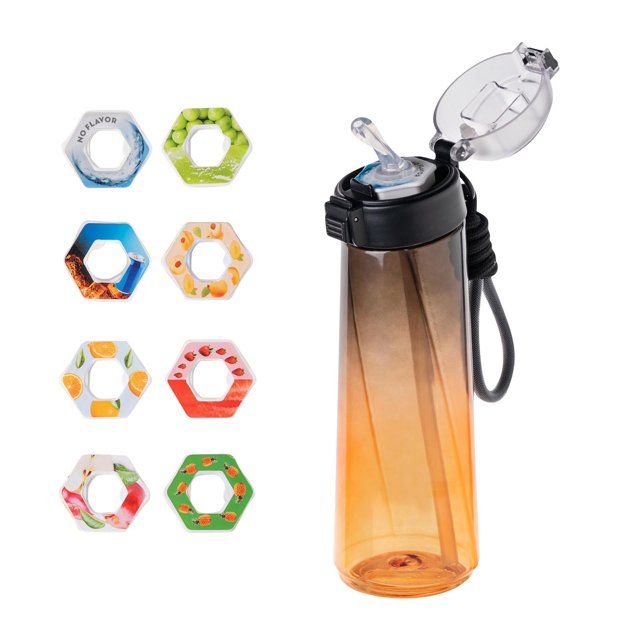 Hot Sale!850ml Bottle, Update Water Bottle Up Set With 7 Capsules Drinking Straw, Outdoor Water Bottle