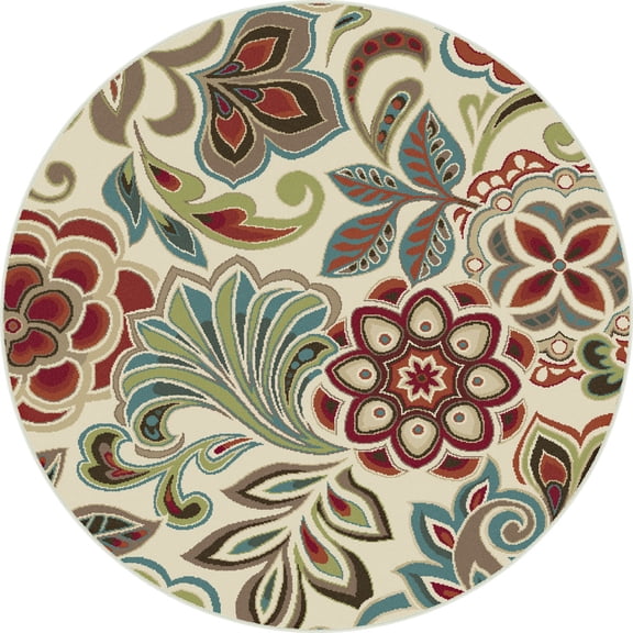 Tayse Area Rugs: Deco Rug: DCO1025 Ivory: 5'3'' Round