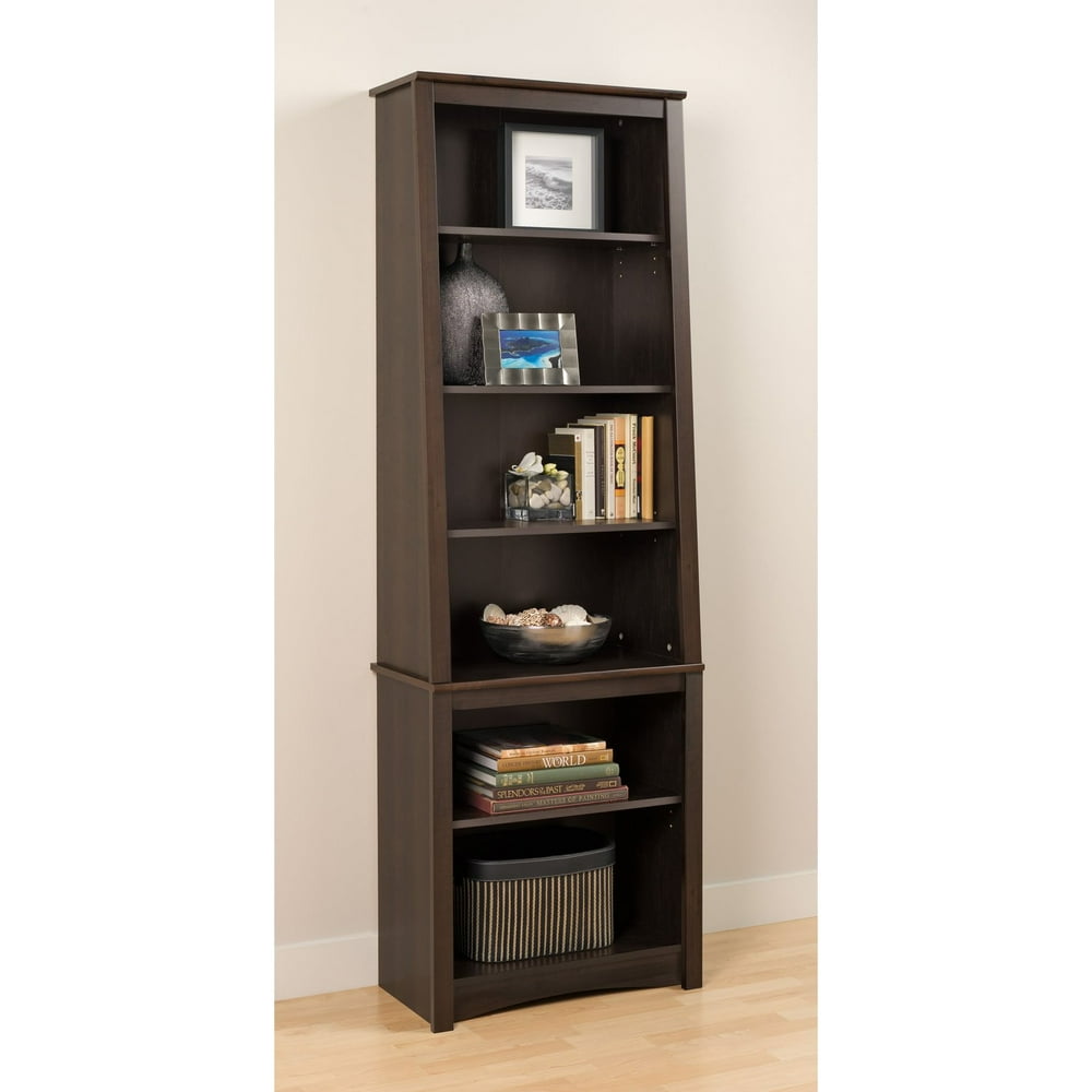 Prepac 6Shelf Slant Back Bookcase, Espresso