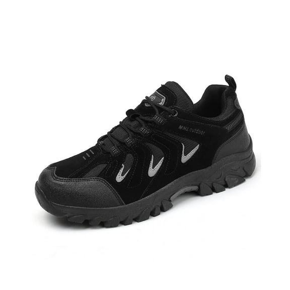 Mens Outdoor Hiking Shoes Lightweight Breathable Sneakers Non-slip Comfortable Low Top Work Shoes All Seasons Black 7.5 US