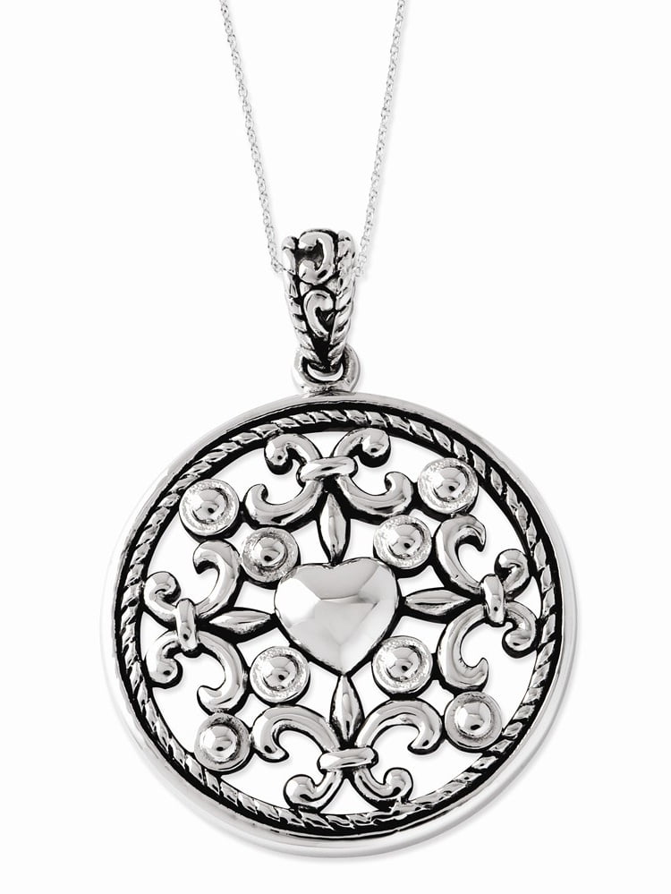 Diamond2Deal Sterling Silver Fleur-de-lis 18 Necklace for Women