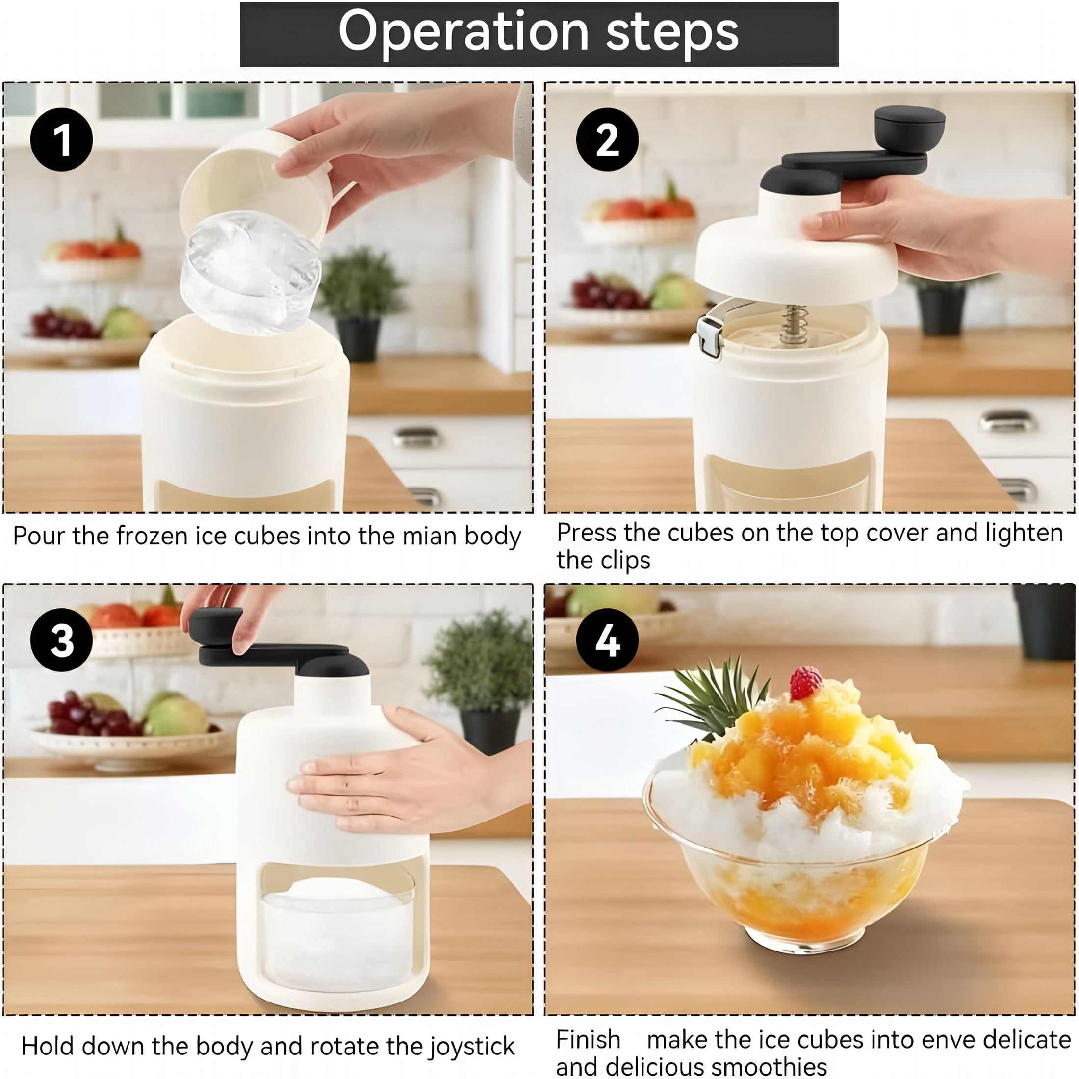 ACDANC Shaved Ice Mini Snow Cone Machine,Portable Countertop Ice Shaver with No Slip Base,No Electricity Needed,Ice Cup Included,Lightweight,Stainless Steel Blade