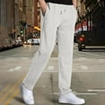 thumbnail image 2 of hotojiny Men's Fall Sweapants Textured Elastic Waist Straight Leg Pants Lightweight Drawstring Lounge Track Pants, 2 of 6