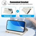 thumbnail image 5 of Wallet Case For Samsung Galaxy S25 Ultra 5G 6.9-inch, Flower Pattern Flip Zipper Purse Leather Cover With Card Holder, Detachable Wristlet & Shoulder Strap, Shockproof ,Kickstand Phone Case For Women, 5 of 9