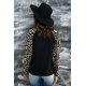 thumbnail image 1 of ABPHQTO Blusa de mujer con manga raglán y cuello con muescas en el bolsillo de leopardo, 1 of 5