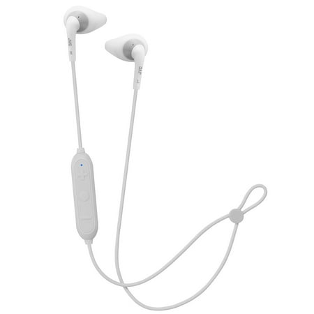 JVC HA-EN15WH Gumy Sport Wireless Earbuds - In Ear Bluetooth Sports Headphones with Secure & Comfortable Soft Nozzle Fit Earpieces  Sweat Proof IPX2  6.5 Hour Rechargeable Battery Mic & Remote (White)