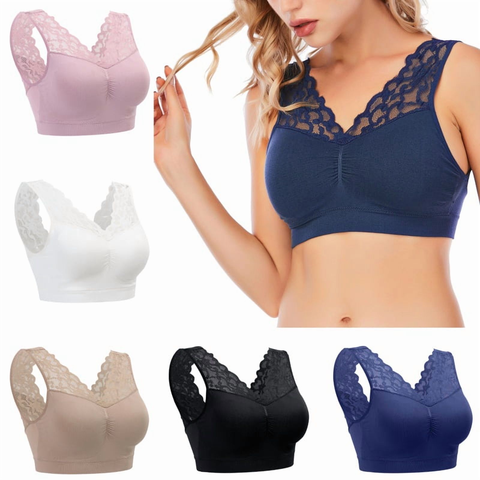 Sexy Deep V Neck Lace Bras For Women Brassiere Push Up Padded Bra Seamless Comfortable Bralette Breathable Fitness Gym Bra Top Padded Sport Bra