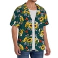 thumbnail image 2 of Gukieu Sunflowers Print Men's Short-sleeved Shirts, Button-down Pocket Shirts, T-shirts, Beach Vacation Travel Summer Clothing-Small, 2 of 5