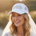 thumbnail image 5 of Vjnyvs Rhinestones Embellished Bride Baseball Hat With White Tulle Veil Wedding Headpiece For Bridal Party Bride And Bridesmaid Caps, 5 of 7