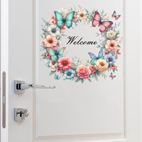 Flowers and Butterflies Wall Stickers, Peel and Stick Floral Decals, Removable Mural Art for Living Room, Bedroom, Porch, Window, Cabinet Decor