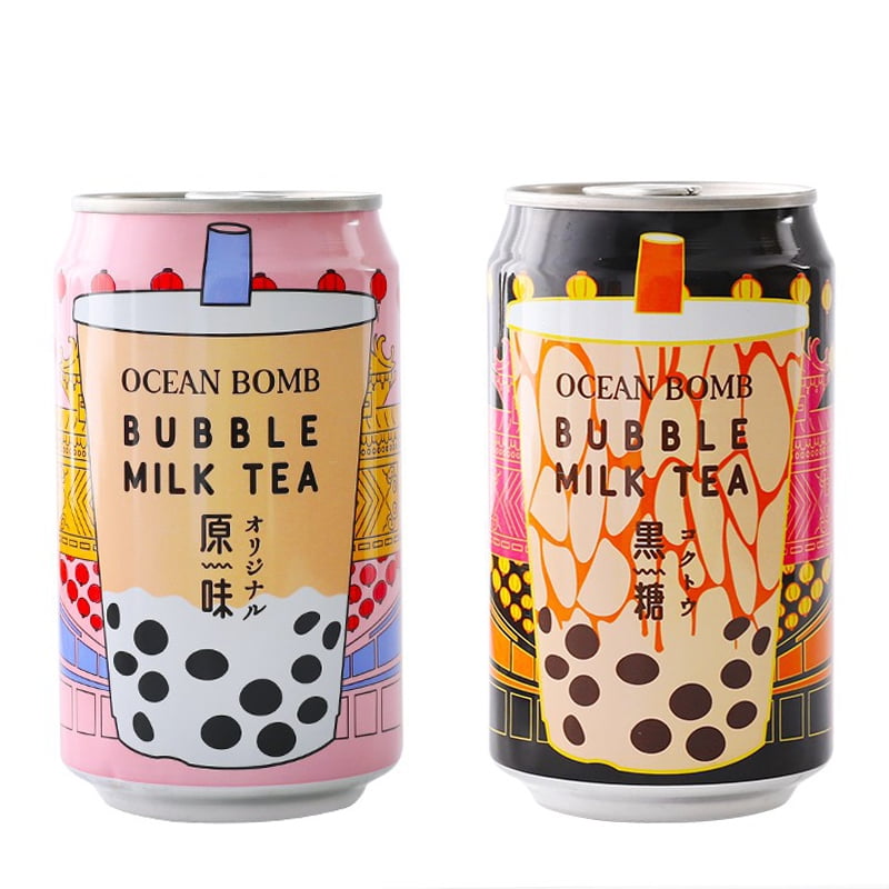 Ocean Bomb Boba Tea Tapioca Pearls, Canned Bubble Popping Milk Tea