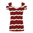 thumbnail image 3 of Camisas de Manga Corta para las Mujeres, Cuello en V Plegable de Impresión Del Hombro Top Casual Hecho de Poliéster Cómodo para el Verano, Tops de Bikini para las Mujeres, 3 of 8