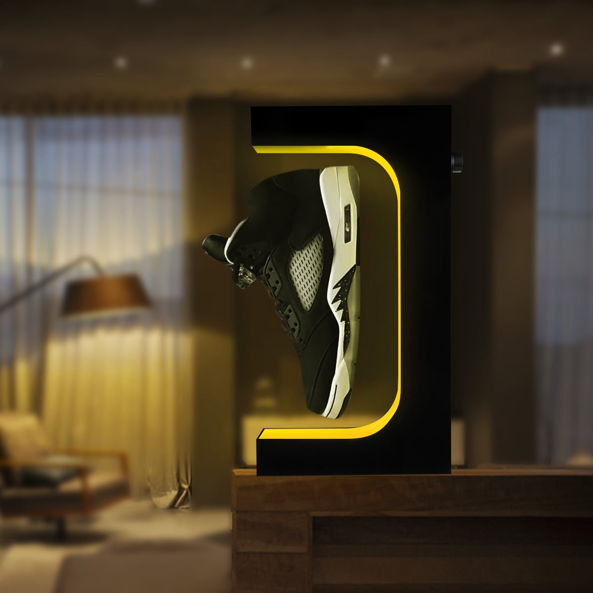 VGAzer Levitating Shoe Display Stand, Magnetic Floating Rotating Sneaker with LED Light Remote Control,Rotation Spinning Shoe Rack Holder,Home Office Decor
