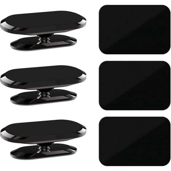 [3 Pack] Car Magnetic Phone Mount, Upgrade 8X Magnets Strong Magnet Cell Phone Holder,Dashboard 360° Rotation with 3 PCS Black Sqare Metal Plate, for All Smartphone and Cellphone Black