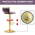 thumbnail image 3 of Velvet Swivel Bar Stools Set of 2 High Back Adjustable Bar Chairs with Golden Footrest for Kitchen Counter Square Island, Purple, 3 of 5