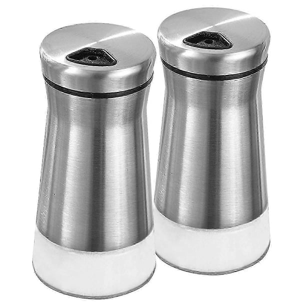 2 Pcs Stainless Steel Salt & Pepper Shakers with Adjustable Lids for Spices
