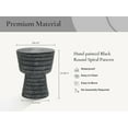 thumbnail image 6 of LuxenHome Outdoor Accent Side Table, 15'' Black Round Spiral Pattern End Table, Indoor Outdoor Coffee Furniture for Patio, Living Room, Backyard,Garden Stool and Plant Stand, 6 of 9