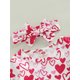 thumbnail image 5 of Lucakuins Infant Baby Girl Valentine#39;s Day Jumpsuit, Flare Manga Larga Cuello Redondo Letra/Corazón Estampado Mameluco + Diadema Lucakuins moda, 5 of 7