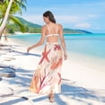 thumbnail image 7 of FORMRS Womens Long Sarong Beach Wrap Semi-Sheer Bikini Skirt Bathing Swimsuit Cover Up, Red Starfish, 7 of 7