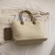 thumbnail image 4 of Bolsos de playa para mujer Bolso de hombro tejido de gran capacidad Bolso de compras Tote (Beige), 4 of 8
