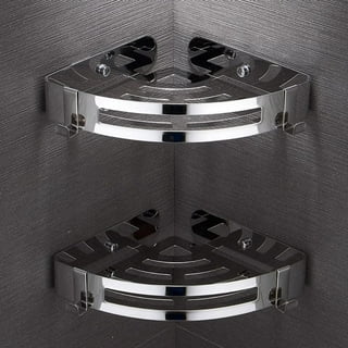 304 Grade Stainless Steel Double Layer Bathroom Corner Shelf Triangular  Wall Mount Chrome Finish Shelves for Bathroom Accessories