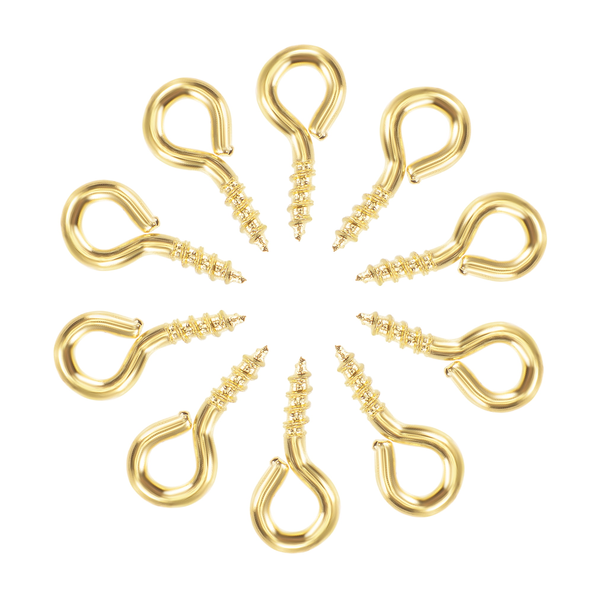 Uxcell Small Screw Eye Pins Keychain Connector 200 Count Golden