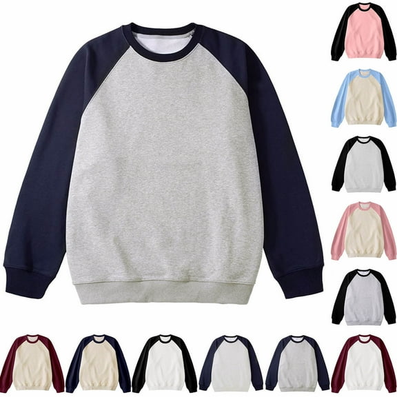 ZRGHAOYLQ Men's Fashion Color Block Pullover Loose Raglan Sleeve Workout Sweatshirt Tops Big&Tall Long Sleeve Shirts Casual Crew Neck Sweatshirts Activewear Black L