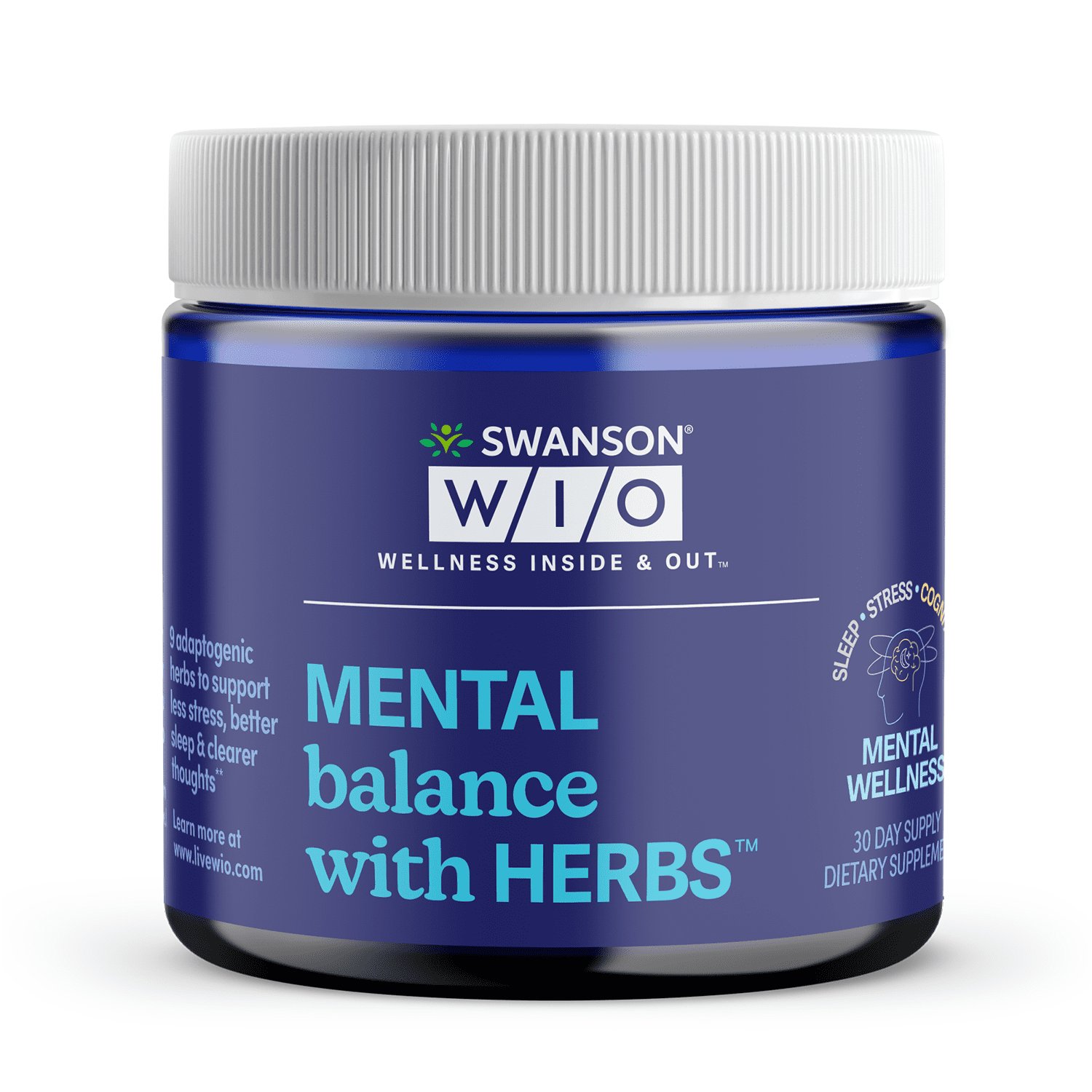 Swanson WIO™ MENTAL balance with HERBS™ For Stress Support, Better Sleep, Ayurvedic, Focus, More Energy, Adaptogen, Ashwagandha, Ginseng, Mental Wellness,ules (30-Day Supply)