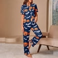 thumbnail image 5 of Halloween Pajamas Halloween Printed Short Sleeve Long Pants Pajamas for Women Set, 5 of 6