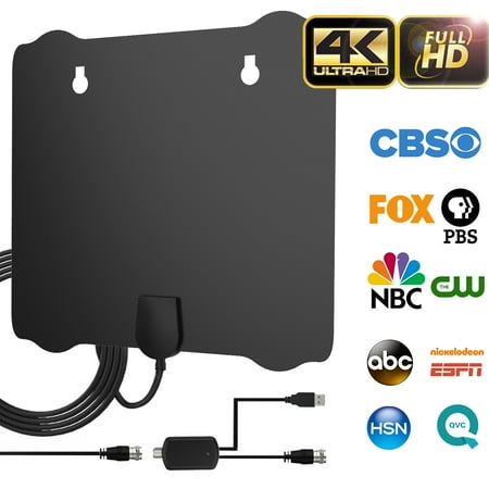 Amplifiers Vhf Antennas - 2019 Upgraded Indoor HDTV Antenna, 80-100 Miles Long Range Amplified Digital TV Antenna , 4K UHF VHF 1080p Free Channels & All TV's High Reception w/ Detachable Amplifier Signal Booster and 18FT Cable