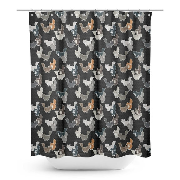 S4Sassy Black Cats Geometric Printed Bathroom Curtain Waterproof Shower Drapes-60 x 70 Inch
