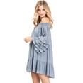 thumbnail image 2 of Wish List Women's Linen Mini 3/4 Ruffle Sleeve Mini Dress (Blue, M/L), 2 of 4