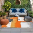 thumbnail image 2 of Burnt Orange Grey Outdoor Rug for Patio/Deck/Porch, Non-Slip Large Area Rug 5 x 8 Ft, Modern Oil Painted Art Abstract Indoor Outdoor Rugs Washable Area Rugs, Reversible Camping Rug Carpet Runner, 2 of 8