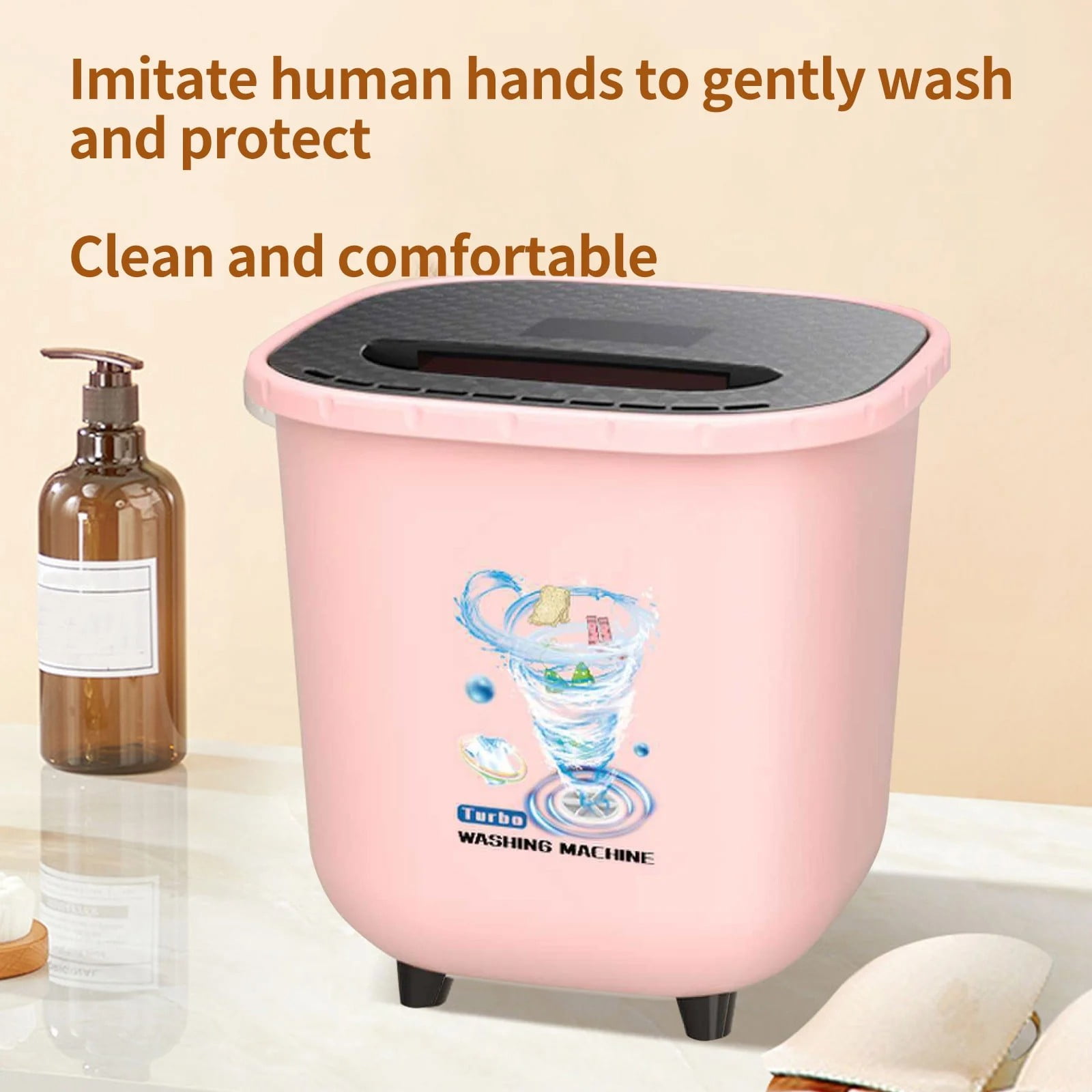 LAILLSH 2026 New Arrival Cleaning Products Portable Washing Machine For Clothes Laundry Bucket Washer For Camping RV Travel Compact