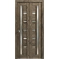 thumbnail image 1 of Sliding Closet Bi-fold Doors 72 x 96 inches | Quadro 4088 Cognac Oak with Frosted Glass | Sturdy Tracks Moldings Trims Hardware Set | Wood Solid Bedroom Wardrobe Doors, 1 of 5