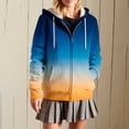 thumbnail image 6 of Lmnyox Fleece Lined Zip Up Hoodies for Women Fashion Casual Print Sweatshirt Jacket Fall Winter Outerwear, 6 of 7