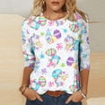 thumbnail image 2 of YanHoo 3/4 Sleeve Easter Tops for Women Easter Shirts for Women,2024 Women's Fashion Tees Casual Crewneck 3/4 Sleeve Loose Cute T Shirt Ladies Top, 2 of 6