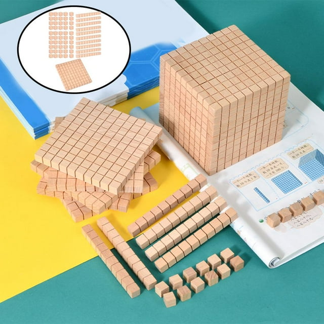 Montessori base Ten Blocks Class Math Manipulative Counting Math Games Juguete de educación de matemáticas tempranas para kindergarten Elementary Paquete B Hugo Bloques de base diez