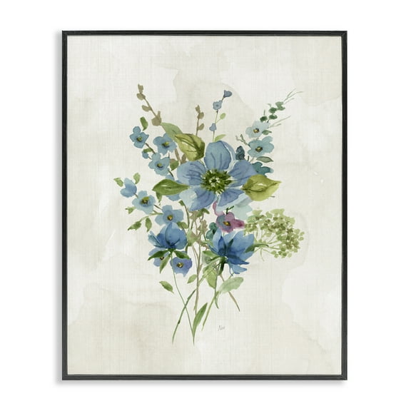 Stupell Industries Bundle of Blue Herbs Plants & Flowers Painting Black Framed Art Print Wall Art, 11 x 14